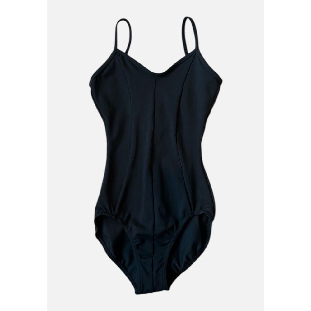 Mirella Camisole Ballet Leotard Shelf Bra Princess Seams Black Petite P